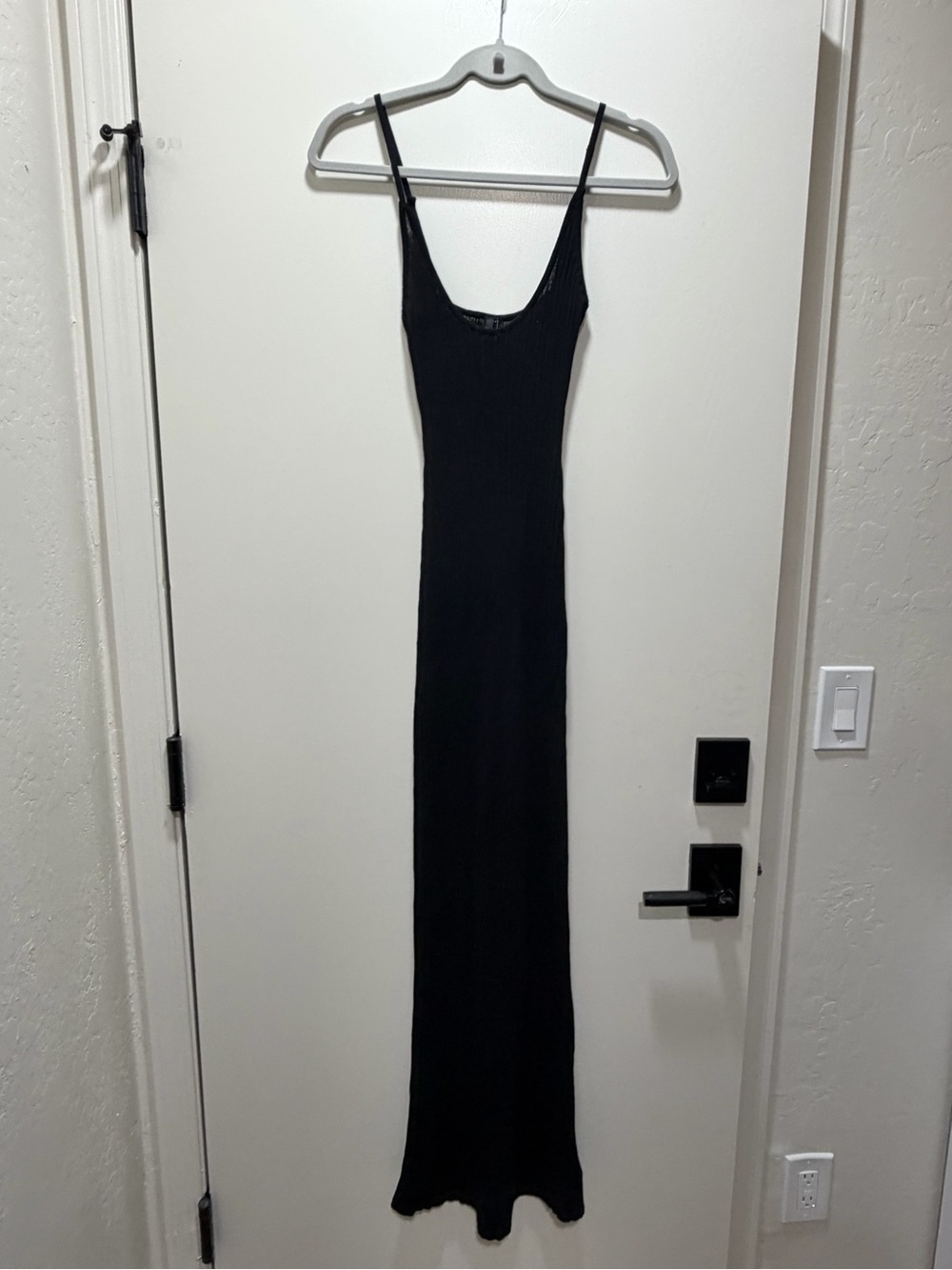 Skims Black Sheer Knit Midi Dress Size Small